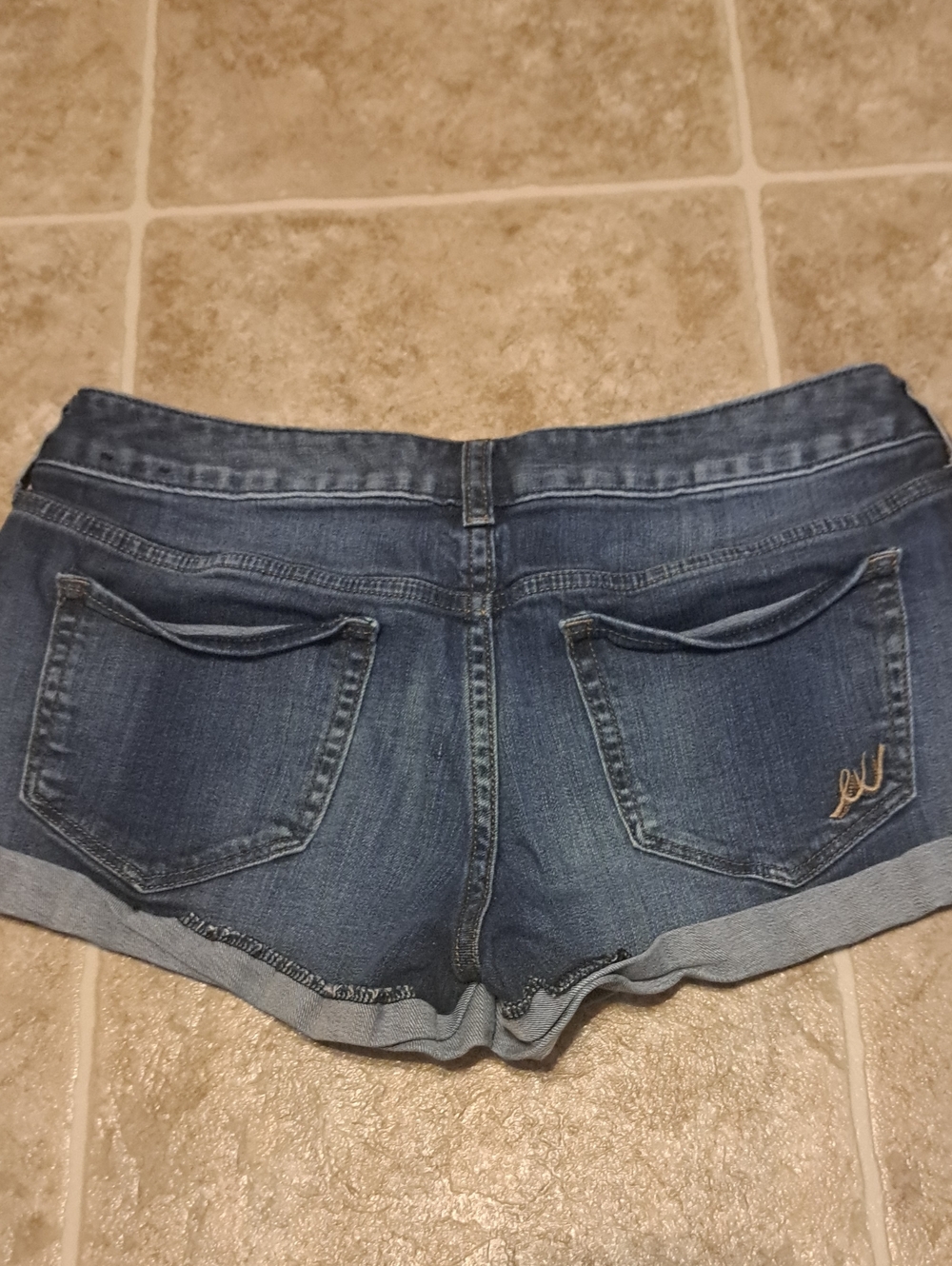 Express Dark Blue Denim Rolled Hem Shorts - Picture 10 of 10